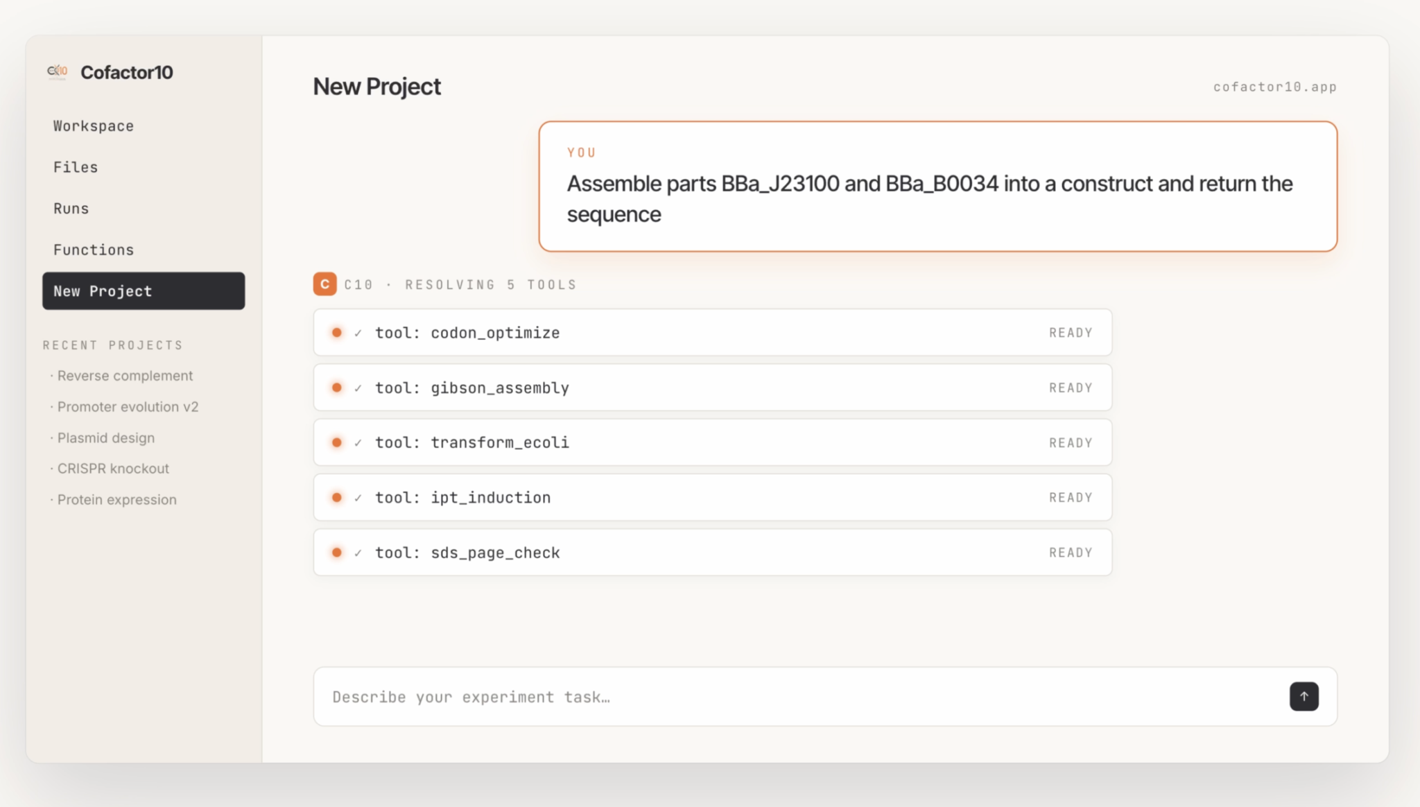 C10 project workspace and parsed research-tool list