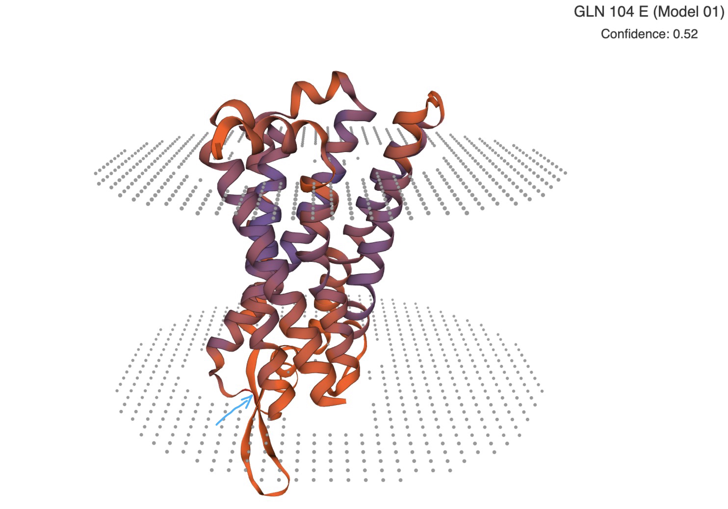 OR4F5 K104Q variant structural model and residue 104